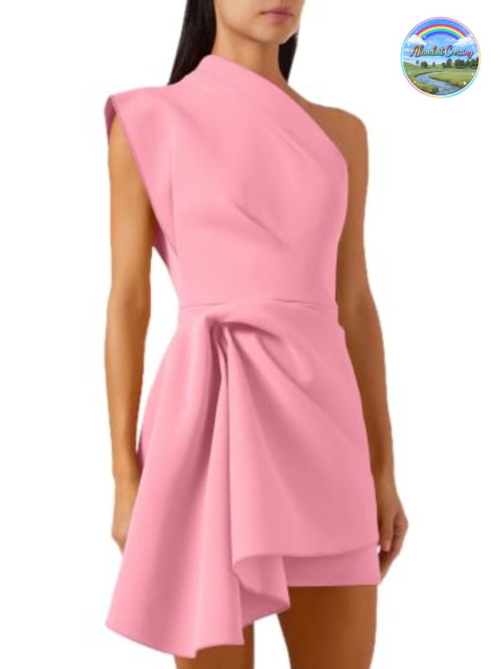 Women's One Shoulder Asymmetrical Draped Mini Cocktail Dress Bodycon Party